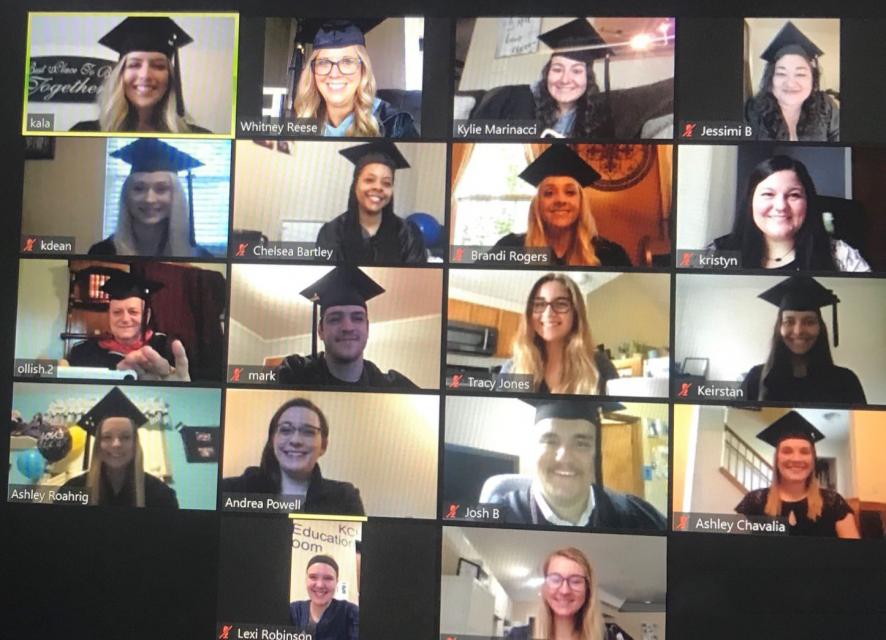 many people in different boxes in a shared Zoom screen, COTC radiologic science technology virtual pinning ceremony