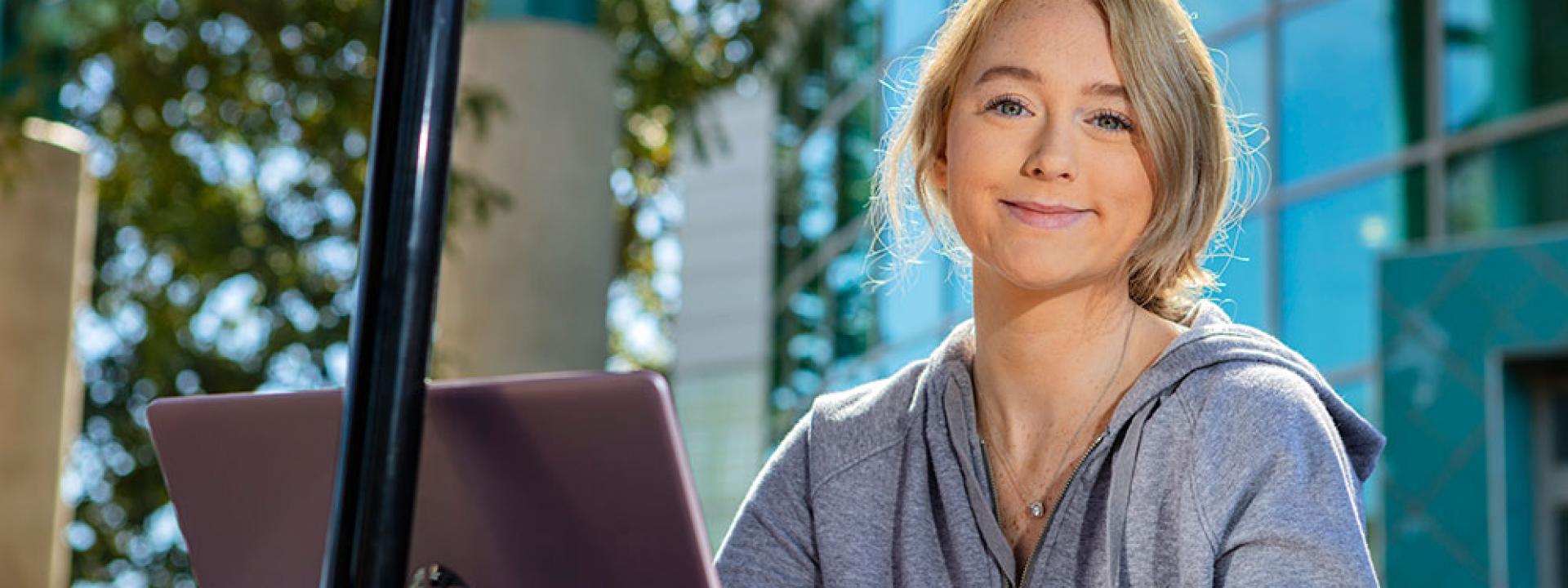 Girl sitting at computer