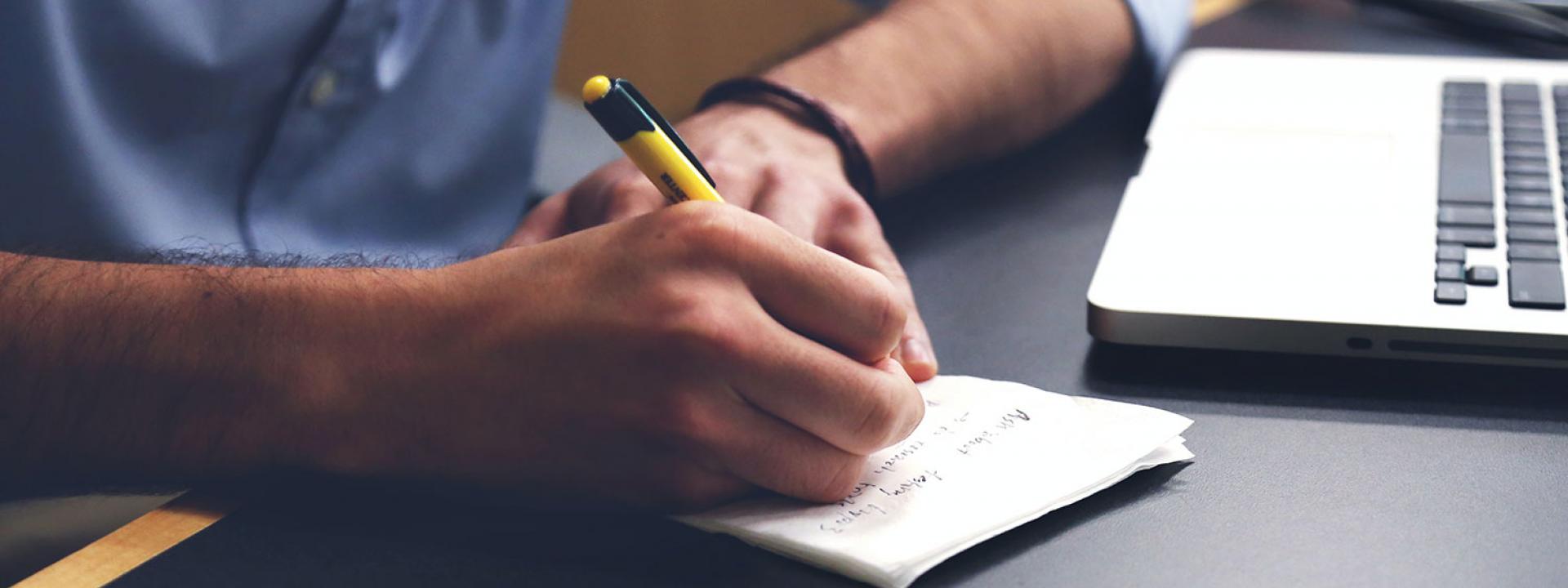 Student filling out paperwork