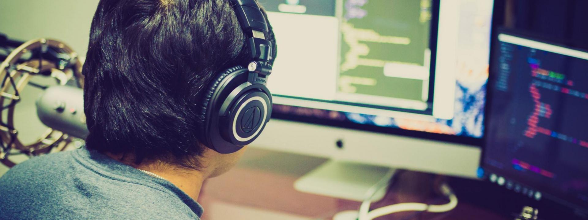 Student sitting at computer