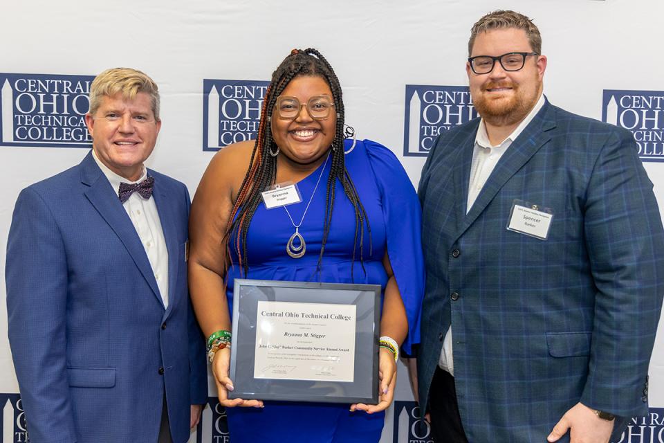 Portrait of COTC President John M. Berry, PhD;  alumni Bryanna Stigger; and Jay Barker. 