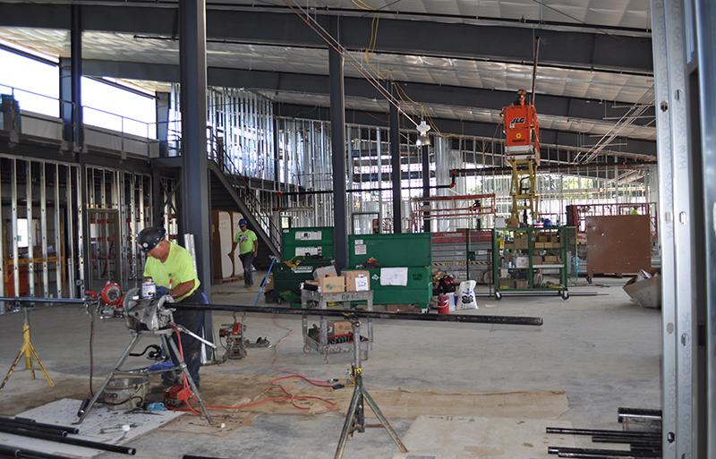 A picture of the interior of the building under construction