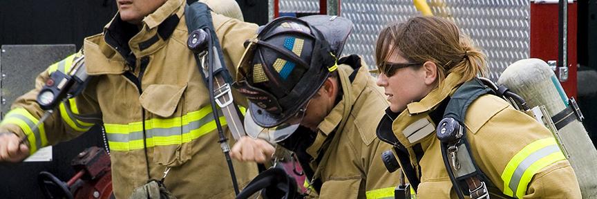 3 firefighters in protective gear