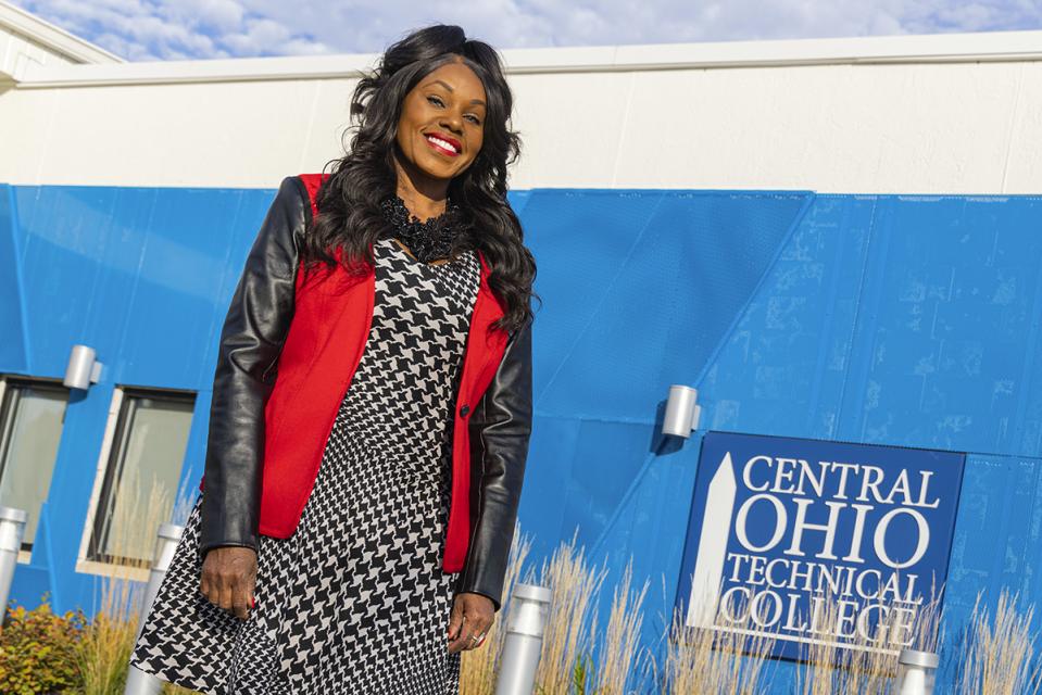 Portrait of Heather Prince standing outside COTC's Pataskala campus.