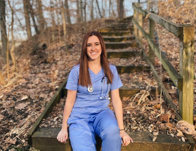 Kristen Eblin in her sonography scrubs 