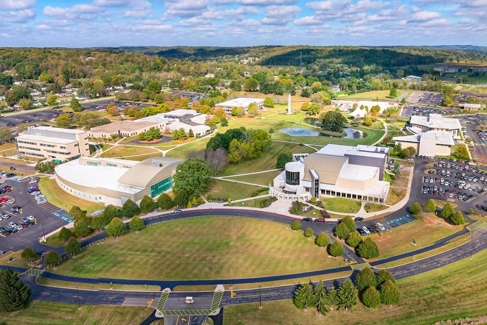 Aerial view of the Newark campus in 2021.