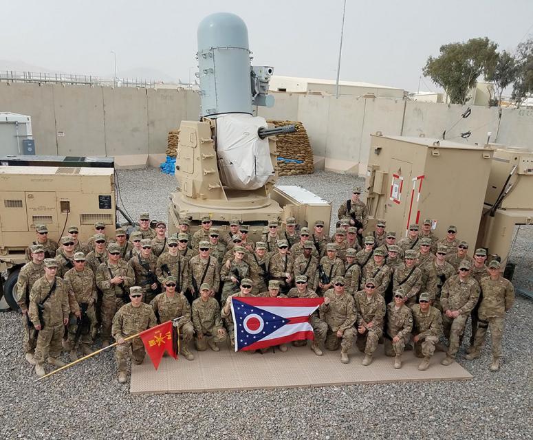 soldiers with Ohio Flag