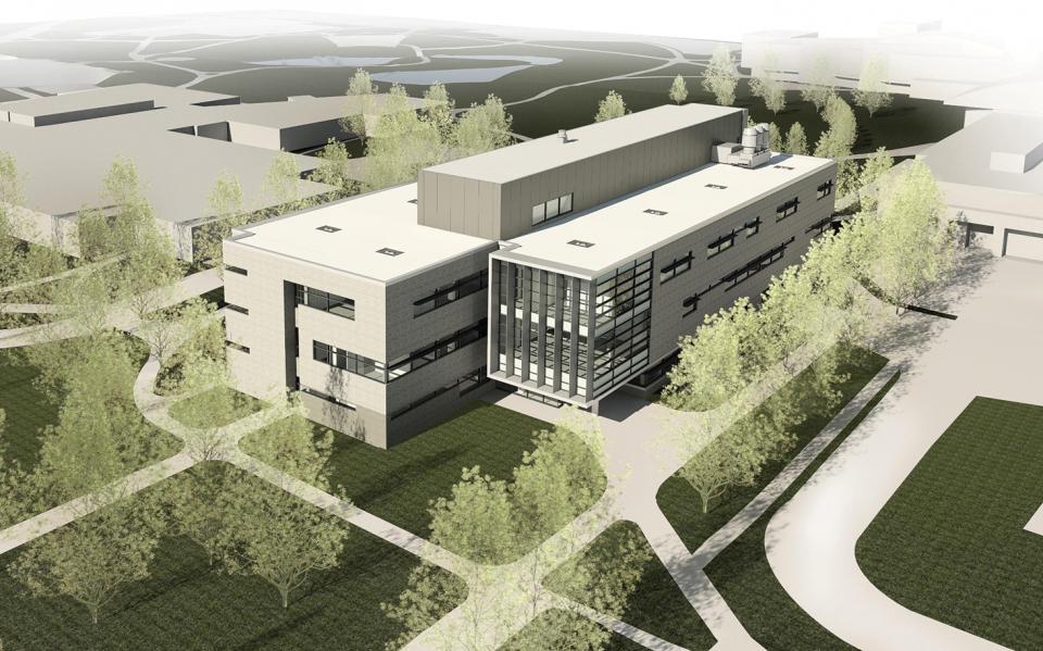 Aerial rendering of the new campus