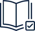 An icon of an open book with a check mark.