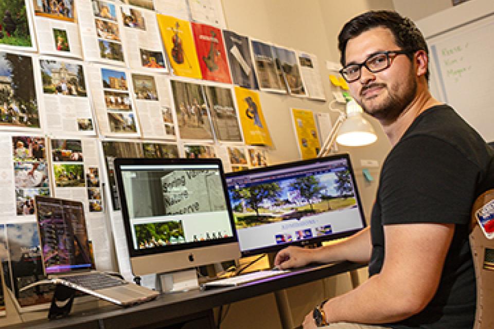 Student at computer