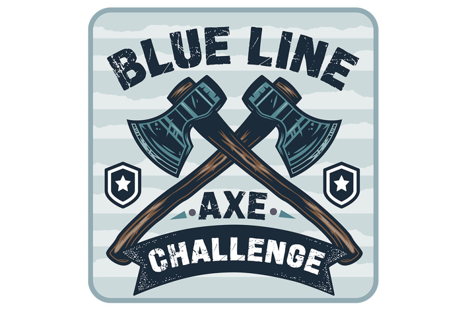 Blue Line Axe Challenge official mark of two crossed axes.