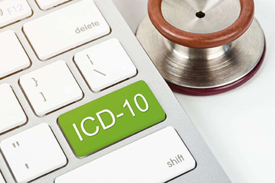 ICD button on keyboard with stethoscope at the side