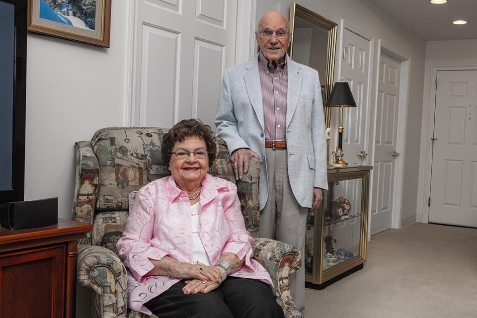 Portrait of Robert and Betty Barnes in their home.