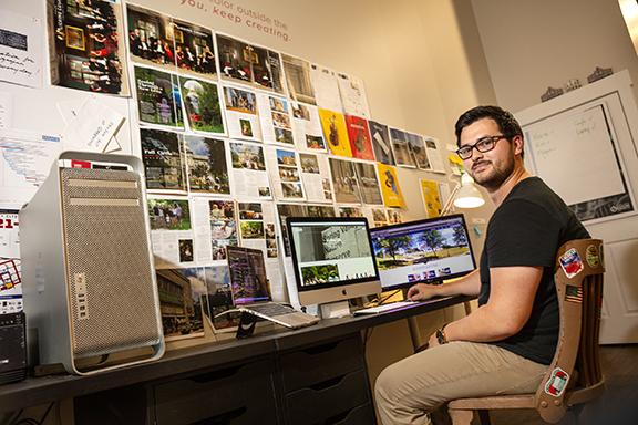 Digital Media Student working on a Computer