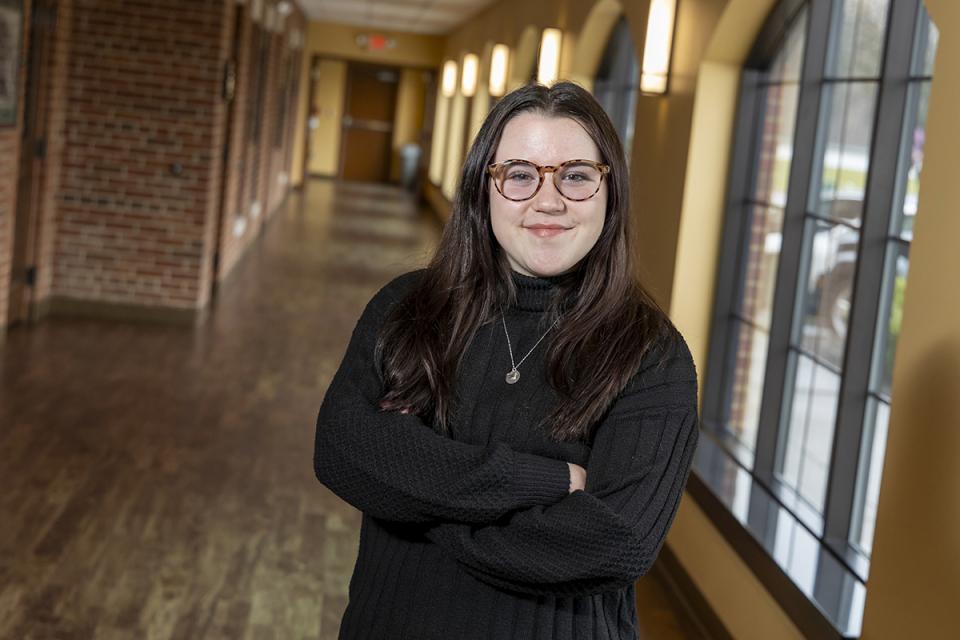 Portrait of Melanie Gibson in Montgomery Hall at COTC's Coshocton campus.