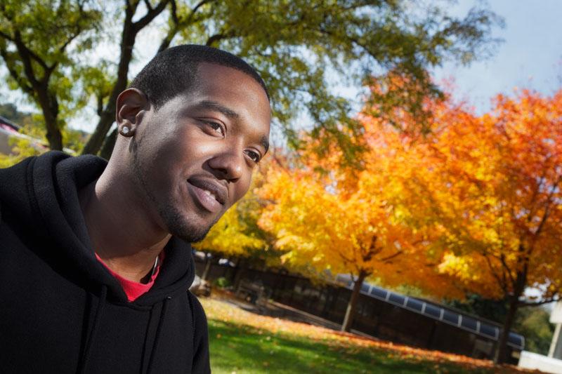 Picture of a student on campus