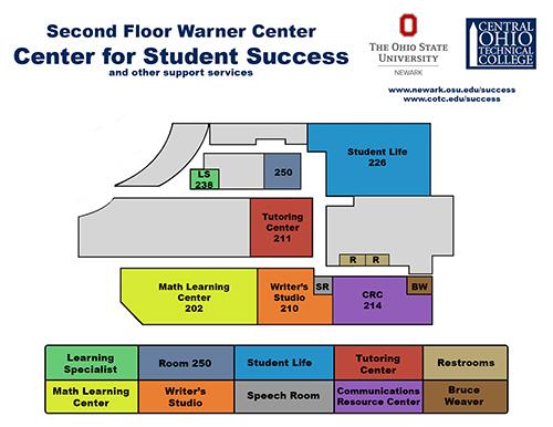 Map of the Warner Center Second Floor