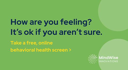 Clickable Mindwise online free behavioral health screen