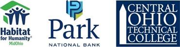 Habitat for Humanity MidOhio logo, Park National Bank logo, Central Ohio Technical College logo