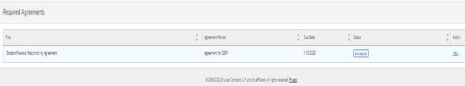 Required Agreements Menu inside COTC Connect