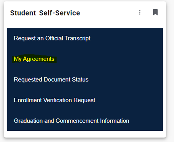 A screenshot of the student self-service menu.